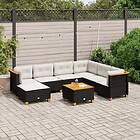vidaXL Loungegrupp för trädgården med dynor 8 delar svart konstrotting 3261941