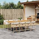 vidaXL Matgrupp för trädgården med dynor 9 delar beige konstrotting 3278055