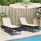 vidaXL Solsängar 2 st med bord svart konstrotting 4002746