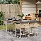 vidaXL Matgrupp för trädgården med dynor 5 delar mixbeige konstrotting 3278027