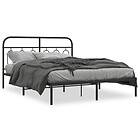 vidaXL Sängram med huvudgavel metall svart 135x190 cm 377116