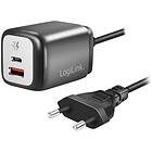 LogiLink PA0314 2-Port GaN Charger with Fixed Cable 30W