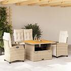 vidaXL Soffgrupp för trädgården med dynor 4 delar beige konstrotting 3277417