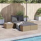 vidaXL Dubbel solsäng med dynor beige konstrotting 368392