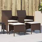 vidaXL Trädgårdssoffa 2-sits med bord och pallar brun konstrotting 4003891