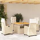vidaXL Matgrupp för trädgården med dynor 5 delar beige konstrotting 3277414