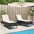 vidaXL Solsängar med dynor 2 st brun konstrotting 3261588