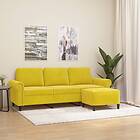 vidaXL 3-sitssoffa med fotpall gul 180 cm sammet 3201221