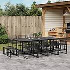 vidaXL Matgrupp för trädgården 13 delar svart konstrotting 3295045