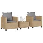 vidaXL Bistrogrupp med dynor 3 delar beige konstrotting 4003899