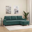 vidaXL 3-sitssoffa med fotpall mörkgrön 180 cm sammet 3201057