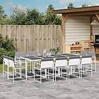 vidaXL Matgrupp för trädgården med dynor 13 delar vit textilene 3295095