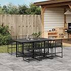 vidaXL Matgrupp för trädgården 7 delar svart konstrotting 3295049