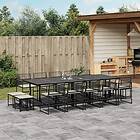 vidaXL Matgrupp för trädgården med dynor 15 delar svart konstrotting 3295031