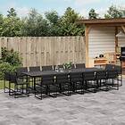 vidaXL Matgrupp för trädgården med dynor 17 delar svart textilene 3295082