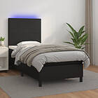 vidaXL Ramsäng med madrass & LED svart 80x200 cm konstläder 3135789
