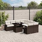 vidaXL Loungegrupp för trädgården med dynor 9 delar konstrotting brun 3267803