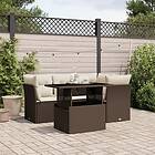 vidaXL Loungegrupp för trädgården med dynor 5 delar brun konstrotting 3266563