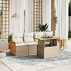 vidaXL Soffgrupp för trädgården med dynor 5 delar beige konstrotting 3273837