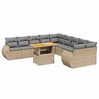 vidaXL Loungegrupp för trädgården m. dynor 11 delar beige konstrotting 3272389