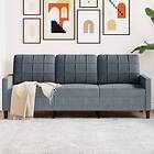 vidaXL 3-sitssoffa mörkgrå 180 cm sammet 4007635