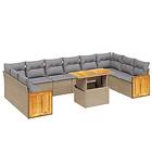 vidaXL Loungegrupp för trädgården m. dynor 11 delar beige konstrotting 3274132