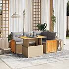 vidaXL Soffgrupp för trädgården med dynor 5 delar beige konstrotting 3273943
