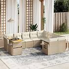 vidaXL Soffgrupp för trädgård med dynor 10 delar beige konstrotting 3271919