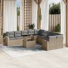 vidaXL Loungegrupp för trädgården m. dynor 11 delar beige konstrotting 3267539