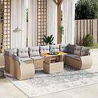 vidaXL Loungegrupp för trädgården m. dynor 11 delar beige konstrotting 3272368