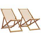 vidaXL Hopfällbara solstolar 2 st beige tyg och massivt trä 3214498