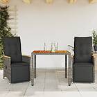 vidaXL Caféset med dynor 3 delar konstrotting grå 3276967