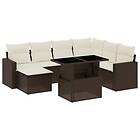 vidaXL Loungegrupp för trädgården med dynor 8 delar brun konstrotting 3267443