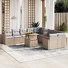 vidaXL Loungegrupp för trädgården m. dynor 11 delar beige konstrotting 3273264