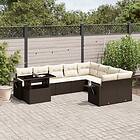 vidaXL Loungegrupp 10 delar med brun dynor konstrotting 3268143