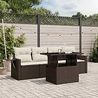 vidaXL Loungegrupp för trädgården med dynor 5 delar brun konstrotting 3267733