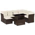vidaXL Loungegrupp för trädgården med dynor 8 delar brun konstrotting 3266763
