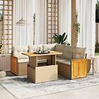 vidaXL Soffgrupp för trädgården med dynor 6 delar beige konstrotting 3273956
