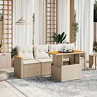 vidaXL Soffgrupp för trädgården med dynor 5 delar beige konstrotting 3272955
