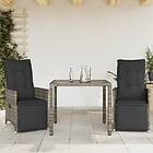 vidaXL Caféset med dynor 3 delar konstrotting grå 3276893