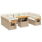 vidaXL Loungegrupp för trädgården m. dynor 11 delar beige konstrotting 3273690