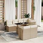vidaXL Matgrupp för trädgården med dynor 8 delar beige konstrotting 3266408