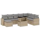 vidaXL Soffgrupp för trädgården med dynor 9 delar beige konstrotting 3267469