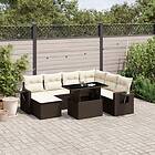 vidaXL Loungegrupp för trädgården med dynor 8 delar brun konstrotting 3268073