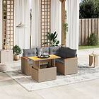 vidaXL Soffgrupp för trädgården med dynor 5 delar beige konstrotting 3273061