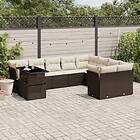 vidaXL Loungegrupp 10 delar med brun dynor konstrotting 3266853