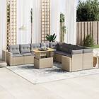 vidaXL Loungegrupp för trädgården m. dynor 11 delar beige konstrotting 3271507