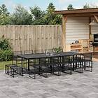 vidaXL Matgrupp för trädgården 15 delar svart konstrotting 3295056