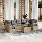 vidaXL Matgrupp för trädgården med dynor 8 delar beige konstrotting 3267779