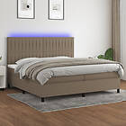 vidaXL Ramsäng med madrass & LED taupe 200x200 cm tyg